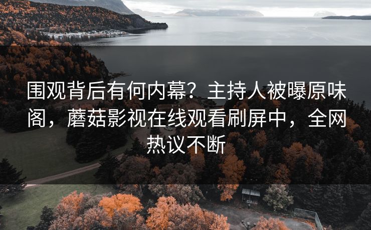 围观背后有何内幕？主持人被曝原味阁，蘑菇影视在线观看刷屏中，全网热议不断