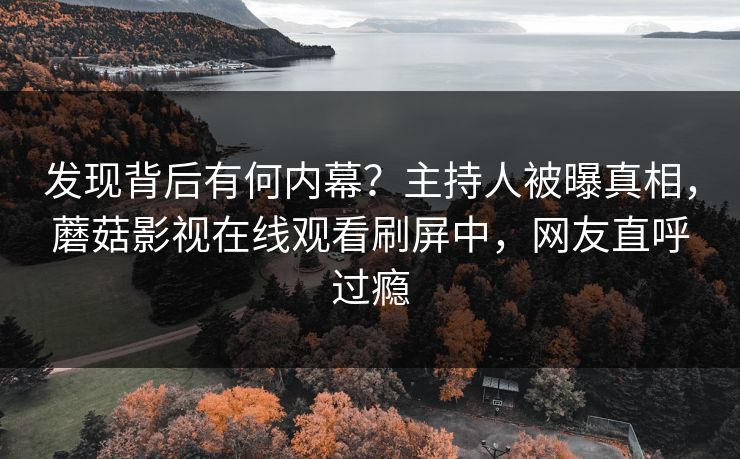 发现背后有何内幕？主持人被曝真相，蘑菇影视在线观看刷屏中，网友直呼过瘾