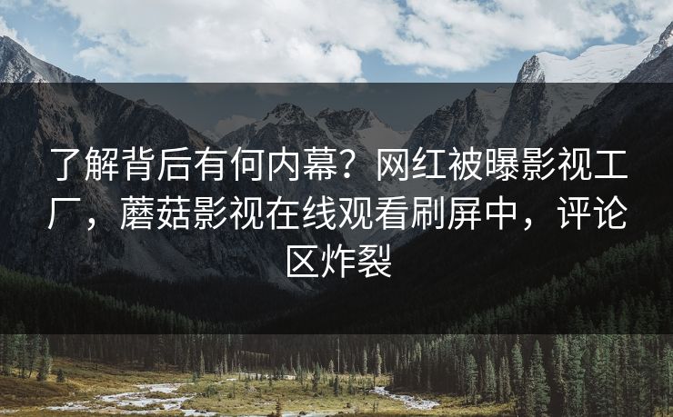 了解背后有何内幕？网红被曝影视工厂，蘑菇影视在线观看刷屏中，评论区炸裂