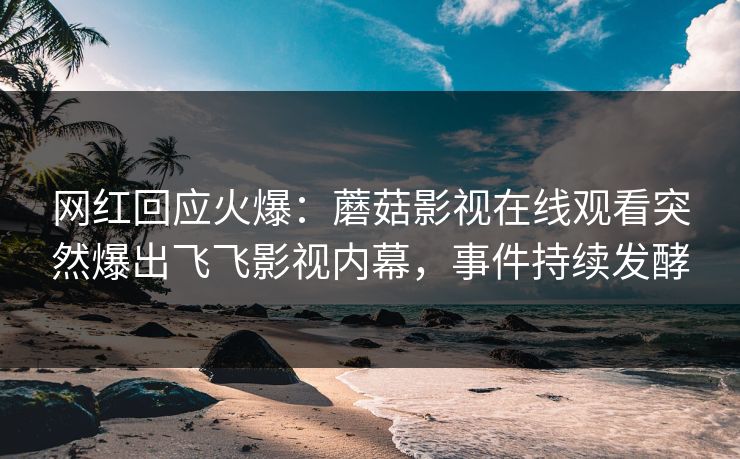 网红回应火爆：蘑菇影视在线观看突然爆出飞飞影视内幕，事件持续发酵