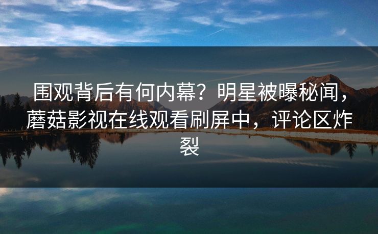 围观背后有何内幕?明星被曝秘闻,蘑菇影视在线观看刷屏中,评论区炸裂