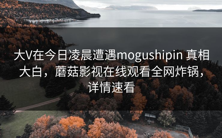 大V在今日凌晨遭遇mogushipin 真相大白，蘑菇影视在线观看全网炸锅，详情速看