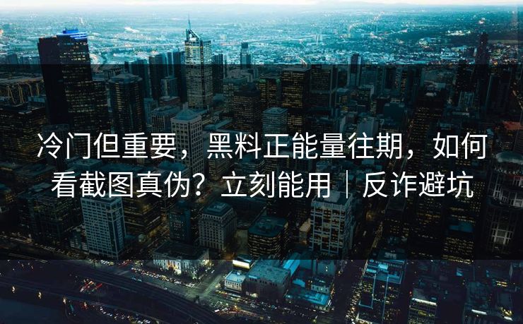 冷门但重要，黑料正能量往期，如何看截图真伪？立刻能用｜反诈避坑