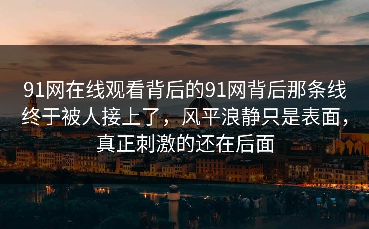 91网在线观看背后的91网背后那条线终于被人接上了，风平浪静只是表面，真正刺激的还在后面